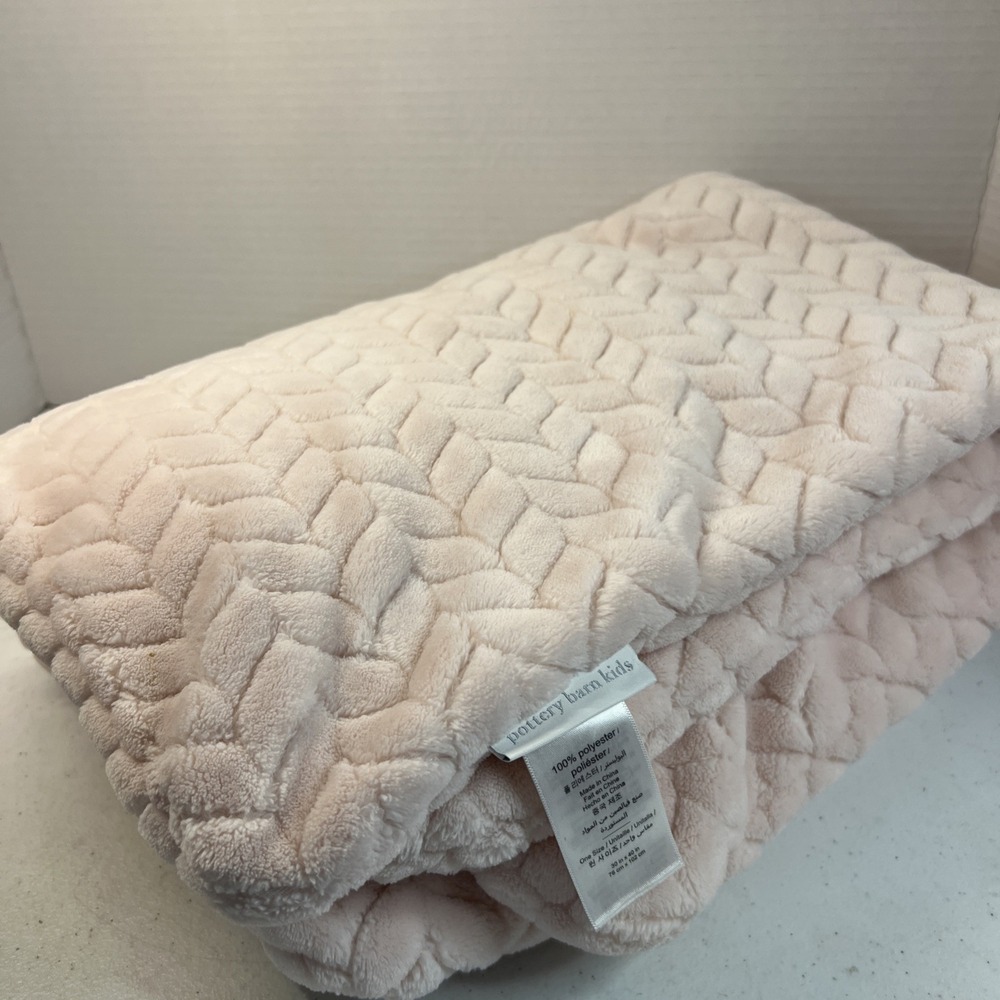 Pottery Barn Kids Throw Blanket Baby Lovey Security Thick Plush Light Pink 30x40